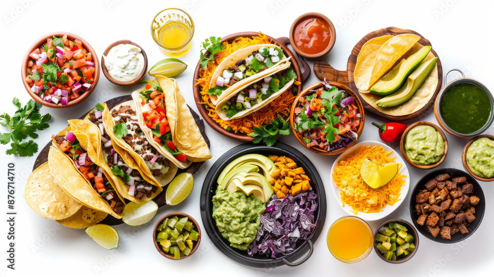 Fototapeta premium Delicious Mexican food is isolated on a white background.