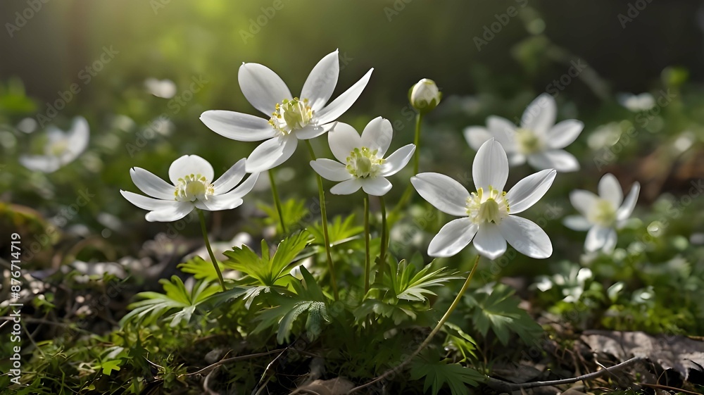 Beautiful lantern with Top view of beautiful forest close-up White flowers growing in the forest for sunlight in nature.Generated with AI (3) Beautiful lantern with Top view of beautiful forest close-up White flowers growing in the forest for sunlight in nature.Generated with AI (3)