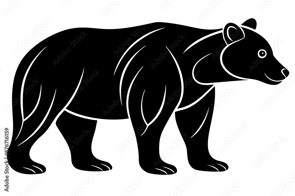 illustration of a black and white bear icon vector