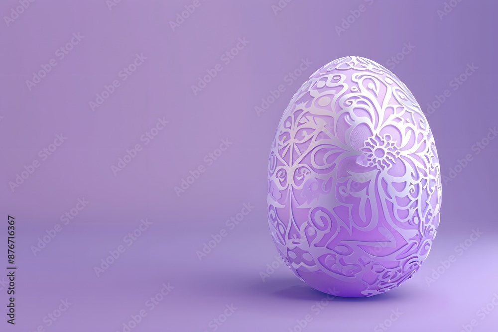 3D render of Elegant Easter egg design with intricate patterns on a pastel purple background, clean background, no copyrighted logo, no letters, no peaple 3D render of Elegant Easter egg design with intricate patterns on a pastel purple background, clean background, no copyrighted logo, no letters, no peaple