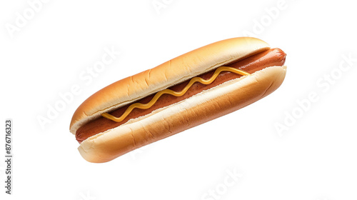 hot dog with mustard on white background photo