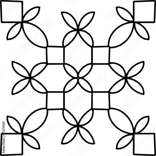 Vintage abstract with arabesque for fabric design. Arabian ornament. Floral element vector. White background.