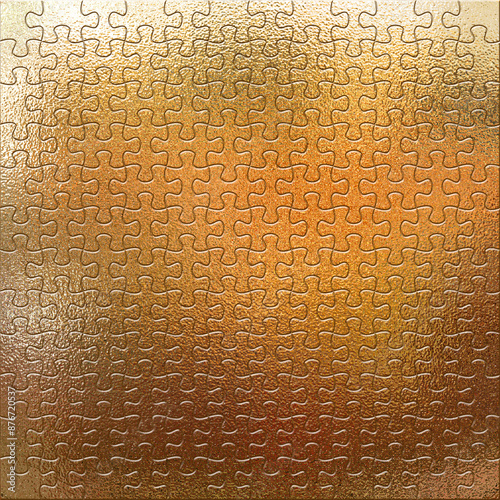 Gold texture jigsaw puzzle background stock illustration.