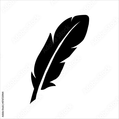 vintage quill logo with black ink strokes, stroke icon, classic stationery illustration isolated on white background.