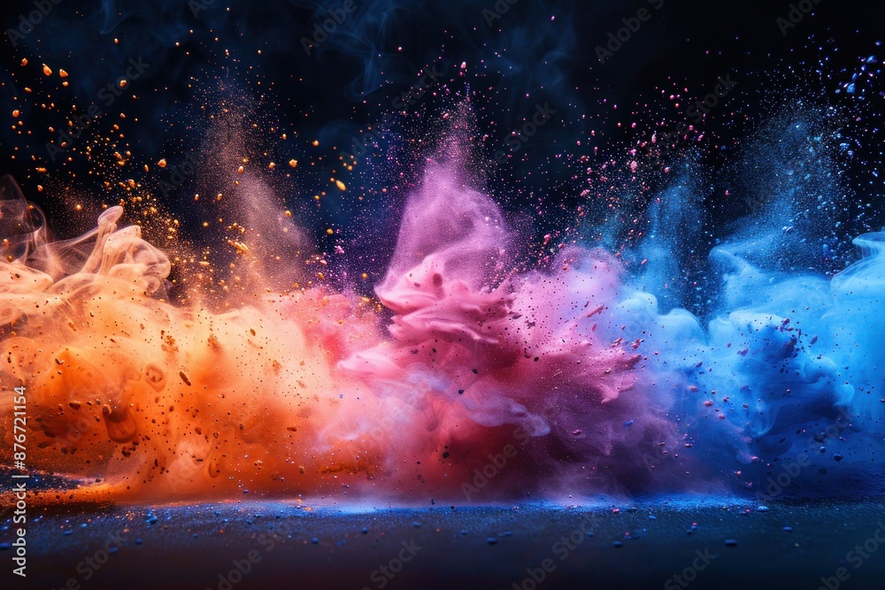 Rainbow Color Powder Explosion on White Background - Abstract Paint Splash Burst for Holi Party and Wallpapers Rainbow Color Powder Explosion on White Background - Abstract Paint Splash Burst for Holi Party and Wallpapers