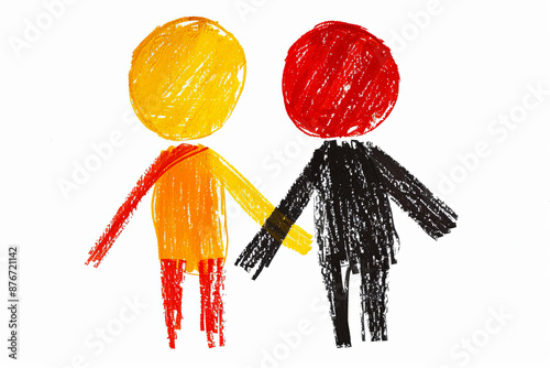 Simplified two drawing human figures  isolated on white background. Shapes of people.