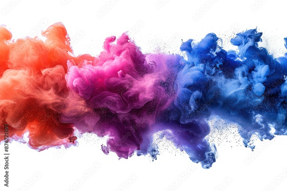 Rainbow Color Powder Explosion on White Background - Abstract Paint Splash Burst for Holi Party and Wallpapers Rainbow Color Powder Explosion on White Background - Abstract Paint Splash Burst for Holi Party and Wallpapers