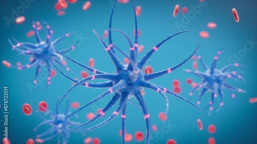 3D rendering Virus neural network transmission animation