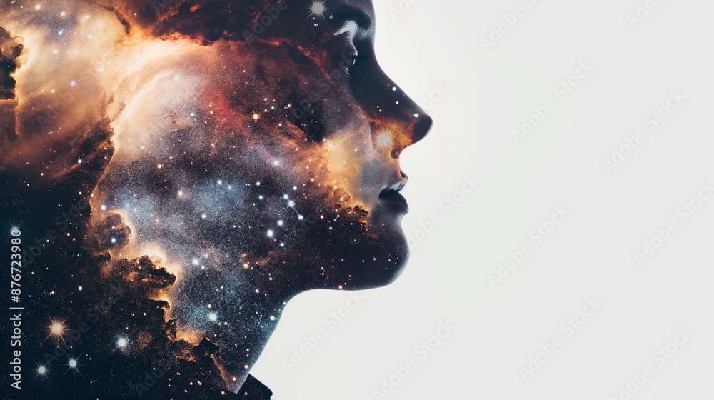 Cosmic Portrait of Astronomer, Double Exposure . Cosmic Portrait of Astronomer, Double Exposure .