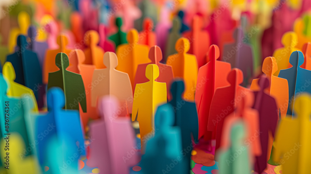 Obraz premium Colorful paper figures group together