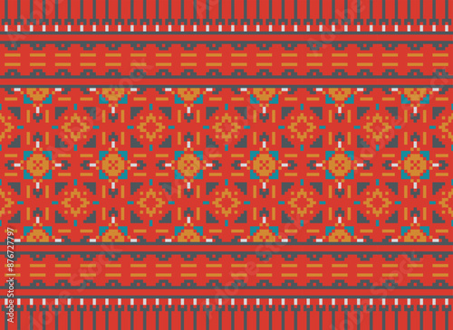 Peruvian american indian pattern tribal ethnic motifs geometric seamless vector fabric background