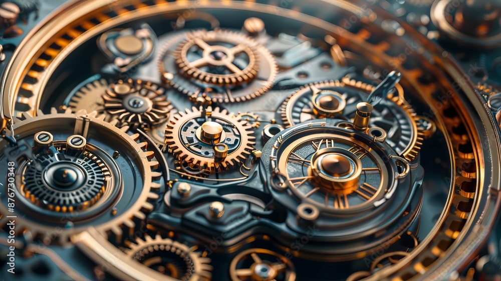 Steampunk-inspired design featuring intricate gears and cogs, detailed view of the interlocking mechanisms and artistic craftsmanship Steampunk-inspired design featuring intricate gears and cogs, detailed view of the interlocking mechanisms and artistic craftsmanship