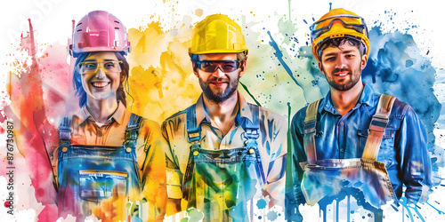Wallpaper Mural Diverse Group of Skilled Workers in Colorful Safety Gear Celebrating Their Trade Torontodigital.ca