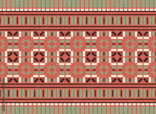 Peruvian American Indian pattern tribal ethnic motifs geometric seamless vector fabric background