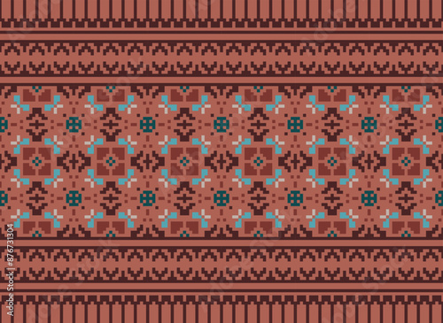 Peruvian American Indian pattern tribal ethnic motifs geometric seamless vector fabric background