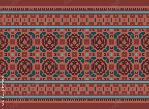 Peruvian American Indian pattern tribal ethnic motifs geometric seamless vector fabric background