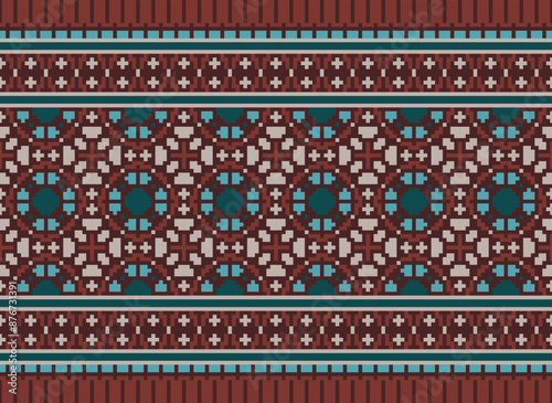 Peruvian American Indian pattern tribal ethnic motifs geometric seamless vector fabric background