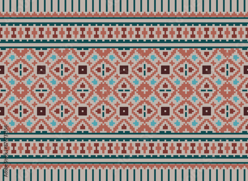 Peruvian American Indian pattern tribal ethnic motifs geometric seamless vector fabric background