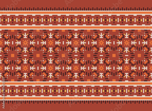 Peruvian American Indian pattern tribal ethnic motifs geometric seamless vector fabric background