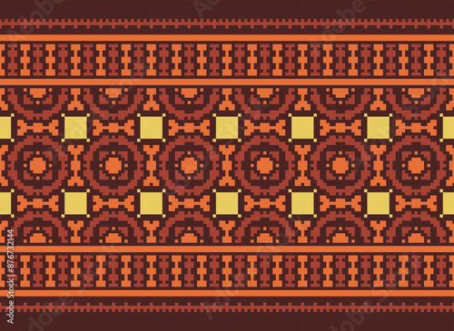 Peruvian American Indian pattern tribal ethnic motifs geometric seamless vector fabric background