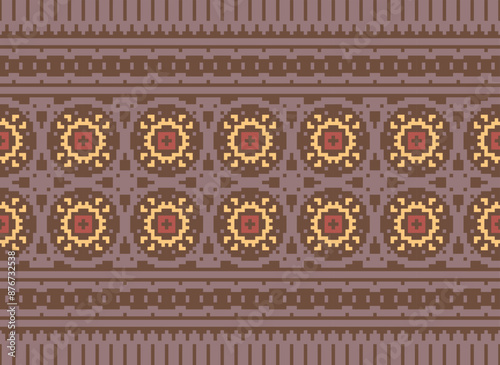 Peruvian American Indian pattern tribal ethnic motifs geometric seamless vector fabric background