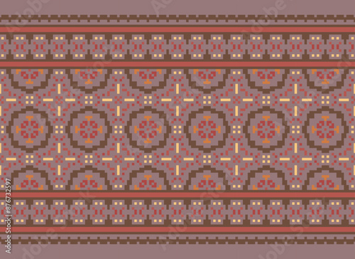 Peruvian American Indian pattern tribal ethnic motifs geometric seamless vector fabric background