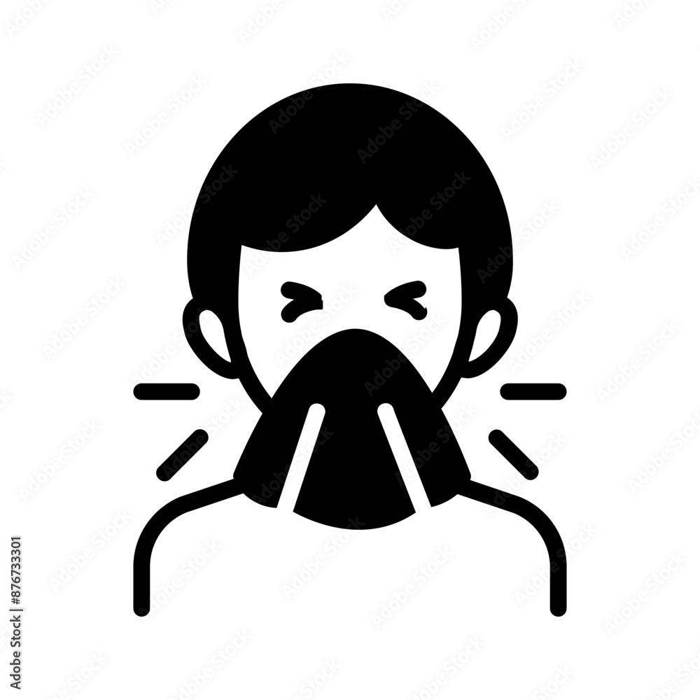 Vector solid black icon for Common cold