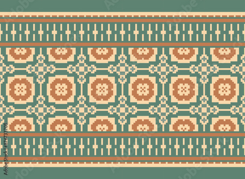 Peruvian American Indian pattern tribal ethnic motifs geometric seamless vector fabric background