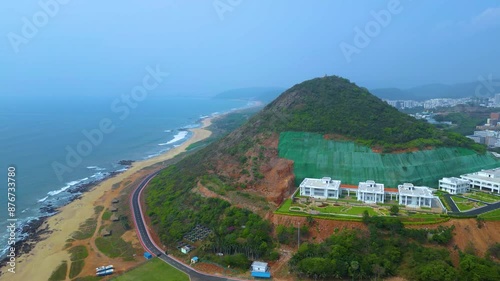 Rushikonda Beach Aerial View Visakhapatnam. photo