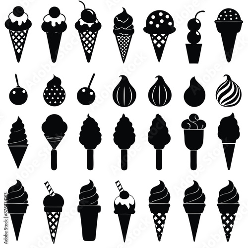 Modern ice cream icon pack silhouette
