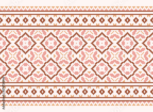 Peruvian American Indian pattern tribal ethnic motifs geometric seamless vector fabric background