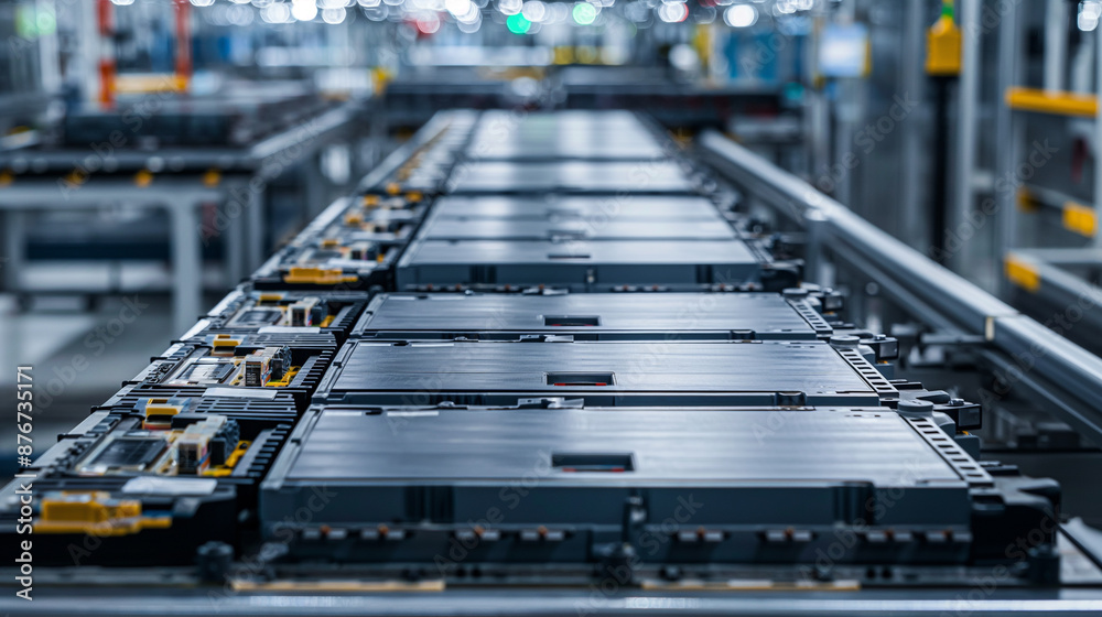 Conveyor belt filled with diverse batteries