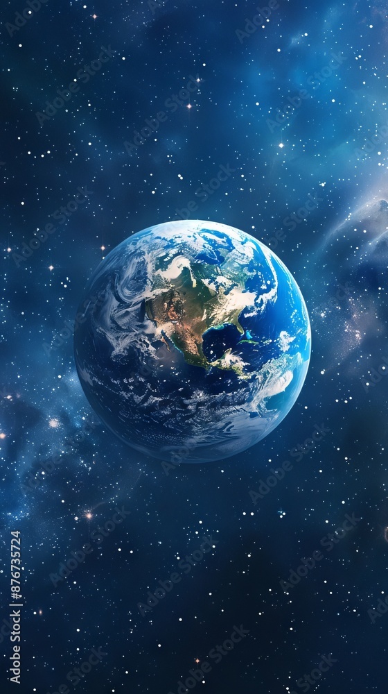Background of earth from space with a blue sky and stars. Background of earth from space with a blue sky and stars.
