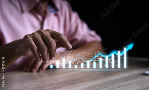 Investors report drawing business growth for business analysis, graphs, and business development reports—financial plan: The main goal is to grow your investment business in the trading market.