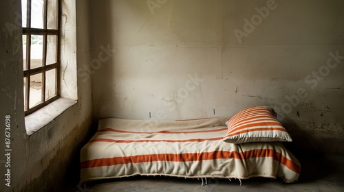 Inside a destitute home, minimal furnishings and scarce supplies, a stark representation of living with scarcity and hardship