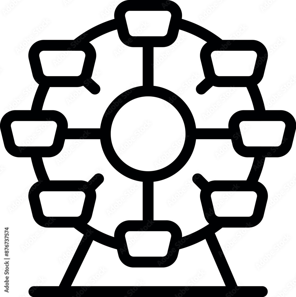 Simple icon of a ferris wheel rotating at an amusement park attraction Simple icon of a ferris wheel rotating at an amusement park attraction