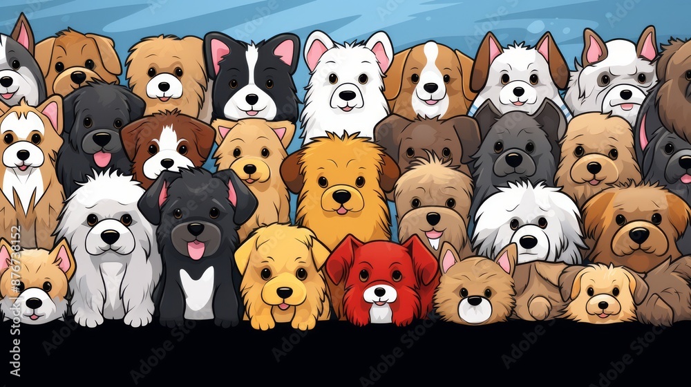 Obraz premium Dog Doodle Illustration Animal Design Graphic Character Puppy 2 Generative AI