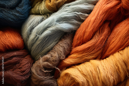 Colorful Yarn Textures Close Up Detail for Handmade Craft Projects