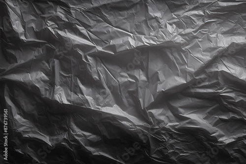 Close Up of Crumpled Black Fabric Texture, Abstract Textile Background