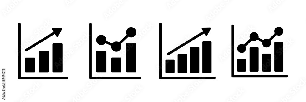 Growing graph Icon vector isolated on white background. Chart icon. Graph vector Growing graph Icon vector isolated on white background. Chart icon. Graph vector
