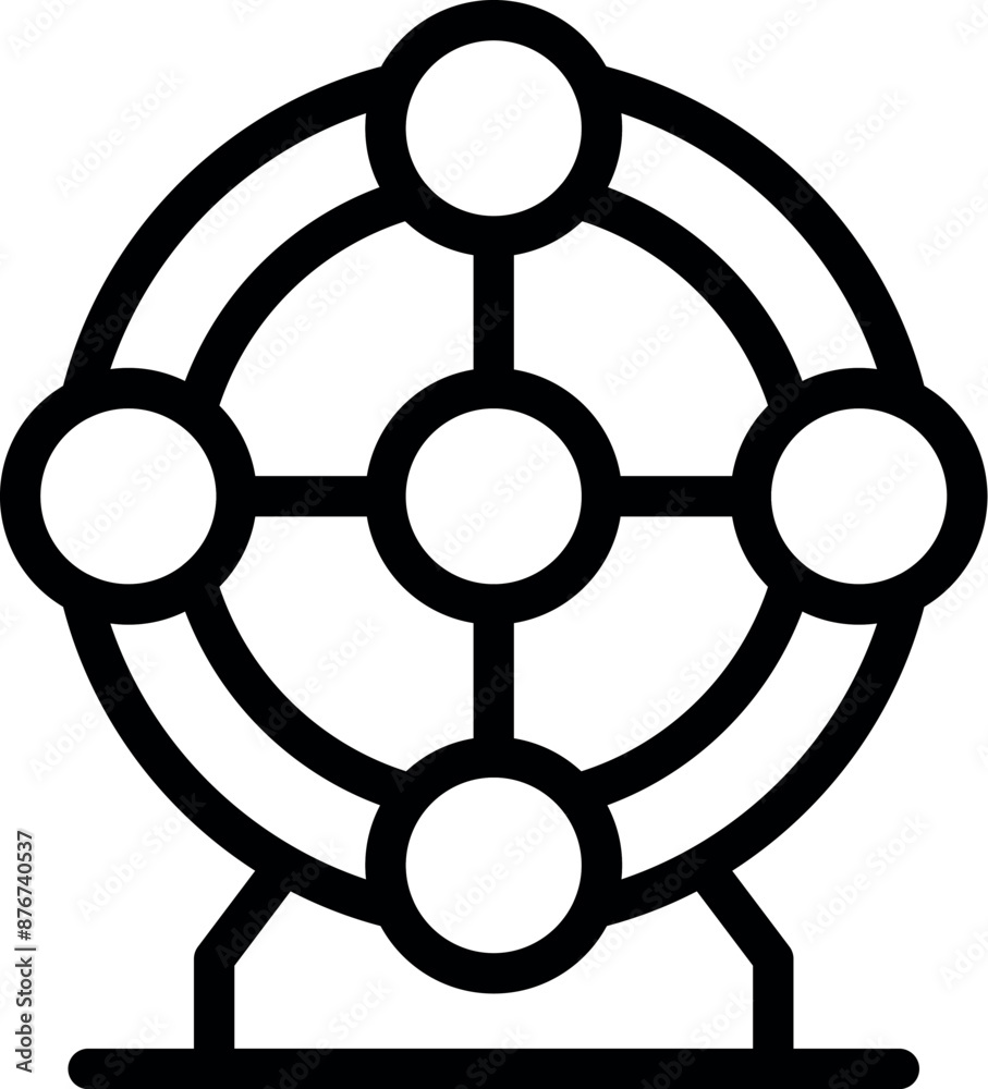 Simple linear icon of a ferris wheel symbolizing joy and excitement in an amusement park Simple linear icon of a ferris wheel symbolizing joy and excitement in an amusement park