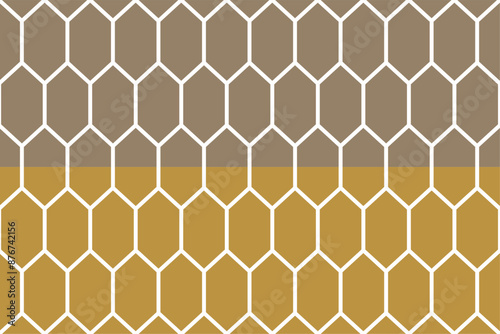 Wallpaper Mural Hexagon block pattern wallpaper. Background. Isometric shape. Print design. Graphic design. Vector pattern. Geometric pattern. Fabric. Decorative. Ornaments. Two tone Brown. Form. Simplicity.  Torontodigital.ca