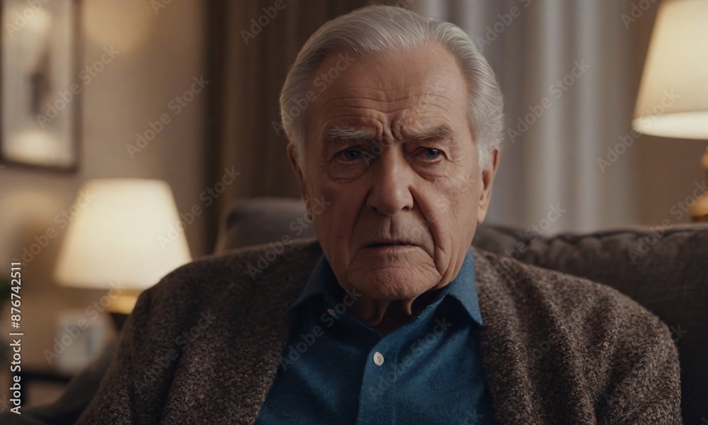 Lonely old man sitting at home, Thoughtful retired man abandoned at nursing home Lonely old man sitting at home, Thoughtful retired man abandoned at nursing home