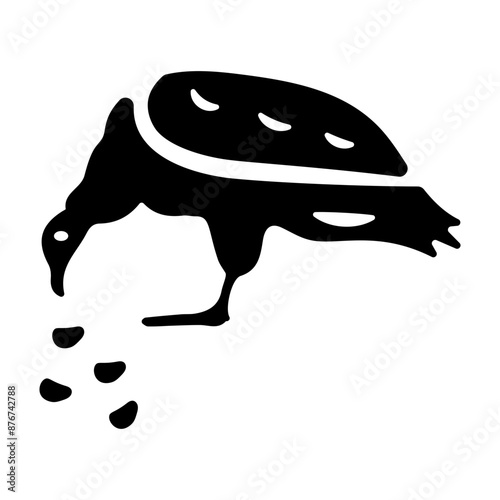 A glyph icon of predatory bird 