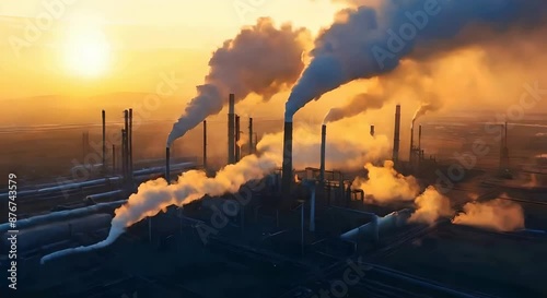 factory power plant,  smoke and pollutions