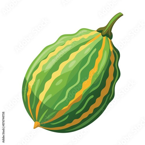 a lifelike bitter gourd against a white backdrop