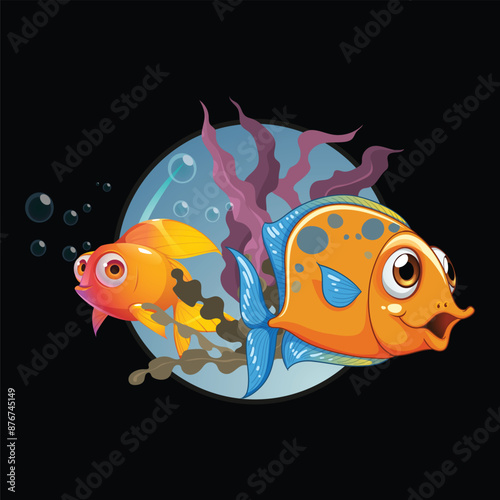 fishes aquarium logo under sea
