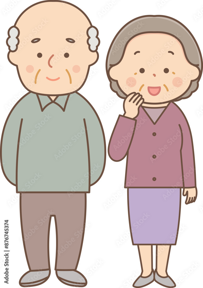 笑顔で立つシニア夫婦 笑顔で立つシニア夫婦