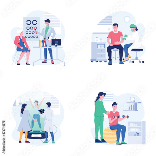 Wallpaper Mural Set of 04 Medical Checkup Flat Illustrations  Torontodigital.ca