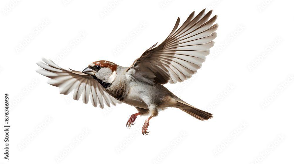 Obraz premium House sparrow flying, side view